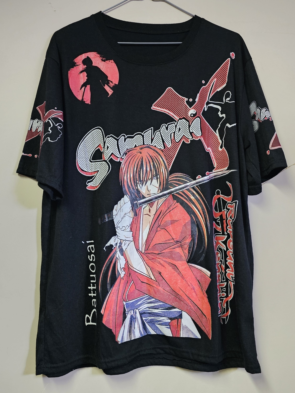 Rurouni Kenshin Battousai AOP T-Shirt - Samurai X All Over Print Anime - Size L